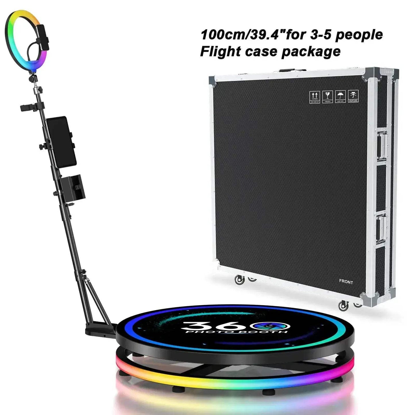 Rotating 360 Photo Booth With App Control RGB Ring Light - ToylandEU