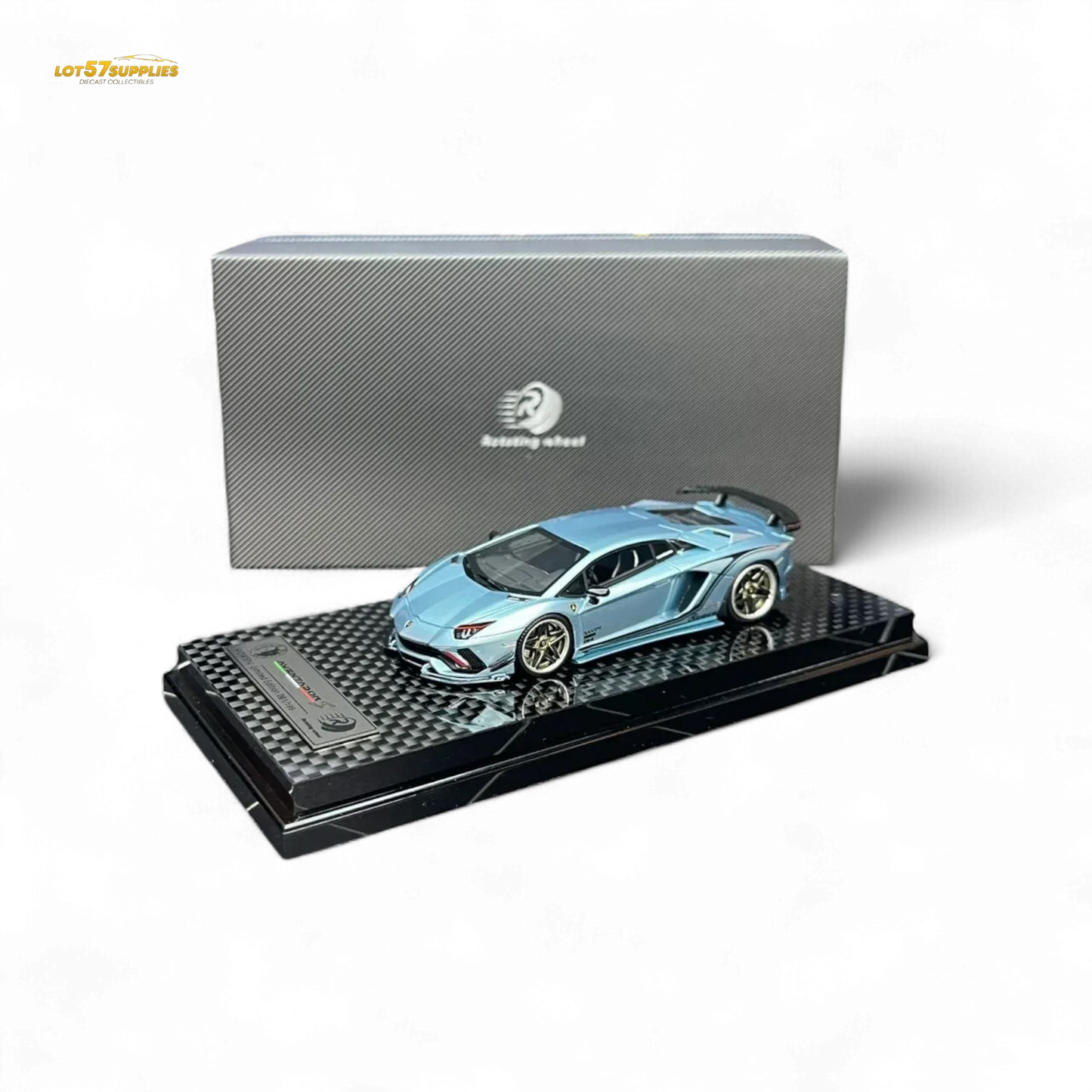 Rotating Wheel Rowen Aventador S - Ice Blue 1/64 - ToylandEU