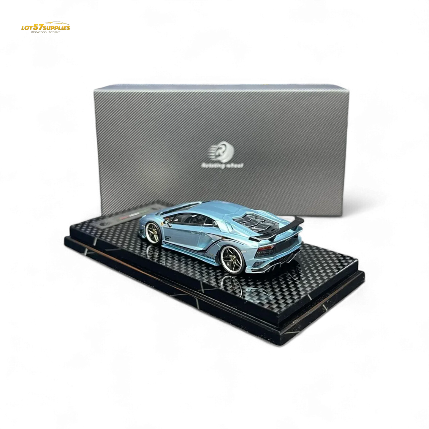 Rotating Wheel Rowen Aventador S - Ice Blue 1/64 - ToylandEU