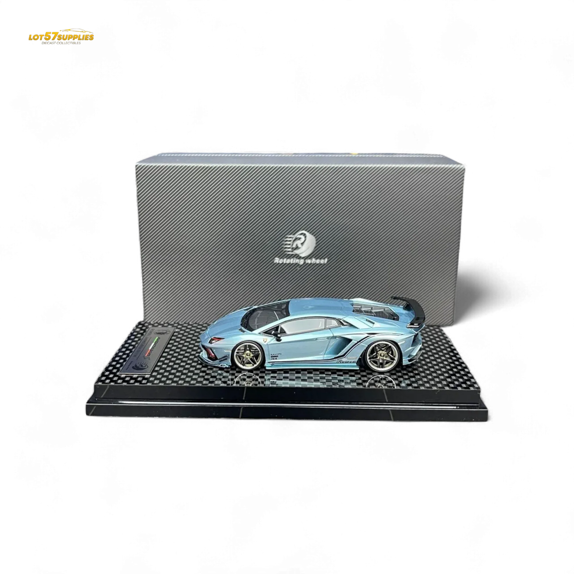 Rotating Wheel Rowen Aventador S - Ice Blue 1/64 - ToylandEU