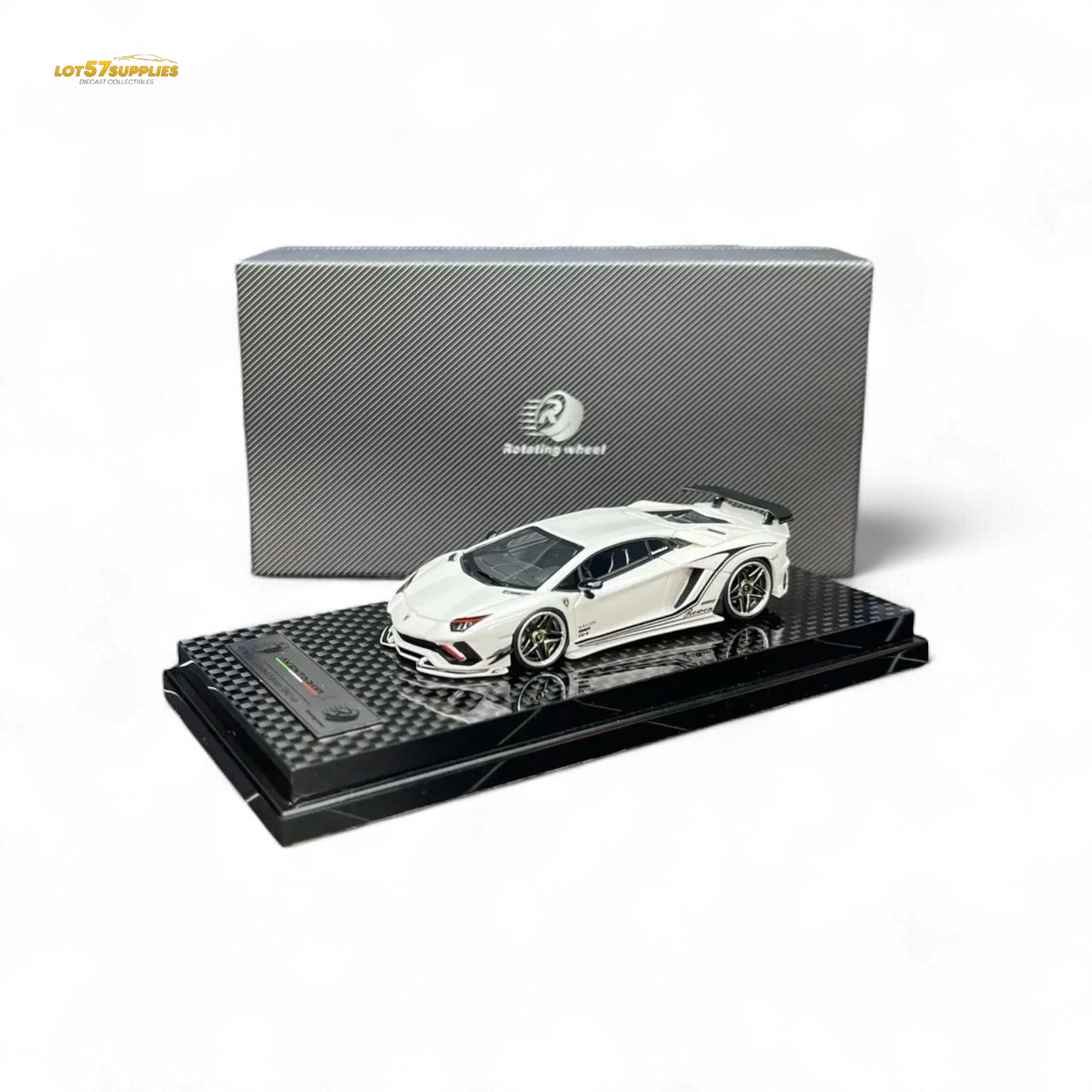Rotating Wheel Rowen Aventador S - Pearl White 1/64 - ToylandEU