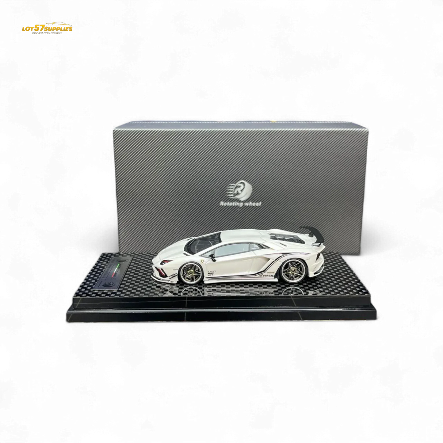 Rotating Wheel Rowen Aventador S - Pearl White 1/64 - ToylandEU