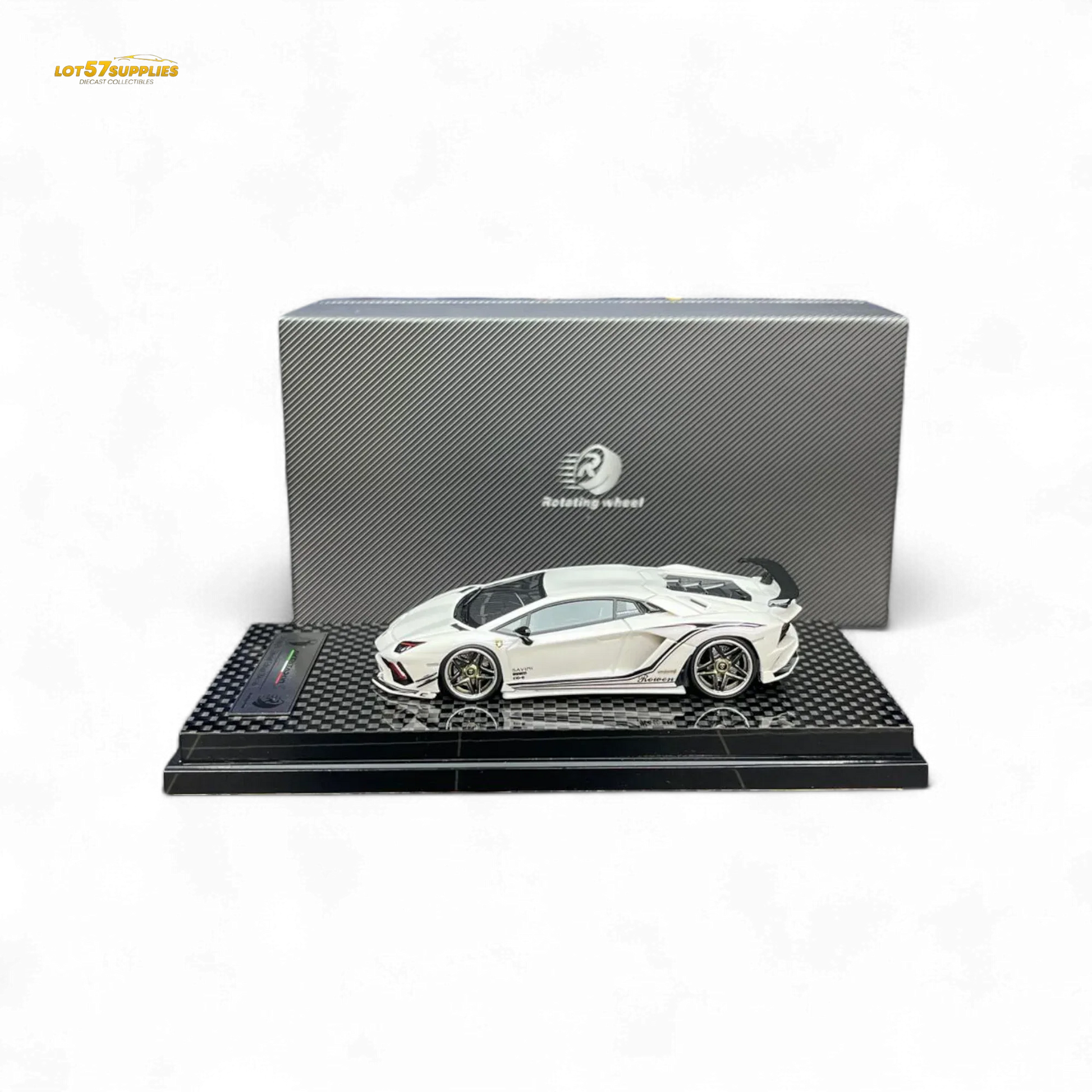 Rotating Wheel Rowen Aventador S - Pearl White 1/64 - ToylandEU