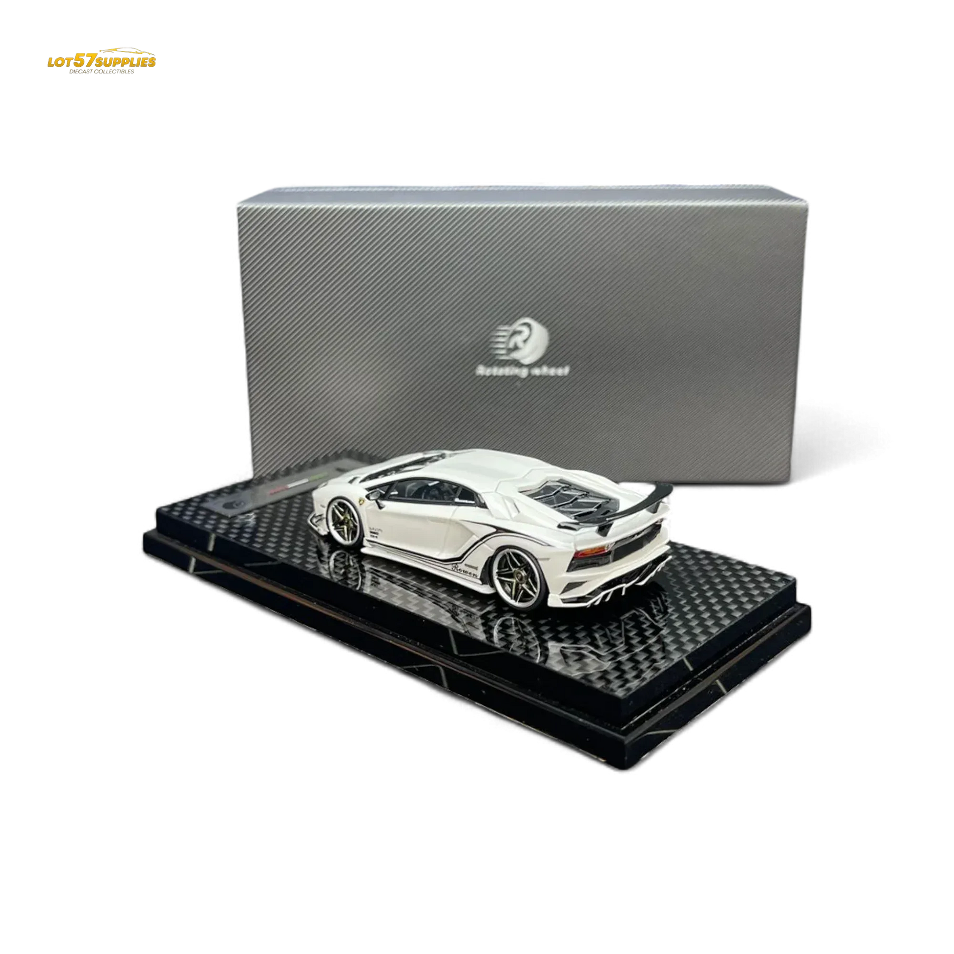 Rotating Wheel Rowen Aventador S - Pearl White 1/64 - ToylandEU