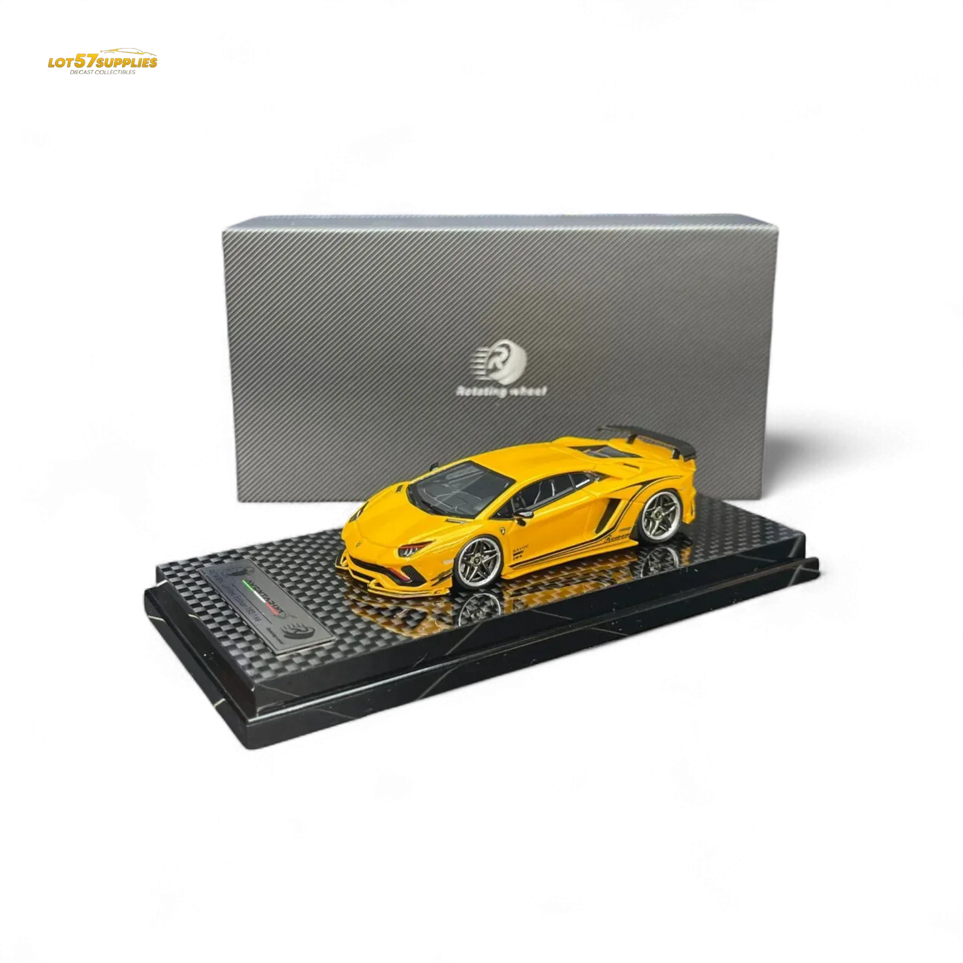 Rotating Wheel Rowen Aventador S - Pearl Yellow 1/64 - ToylandEU