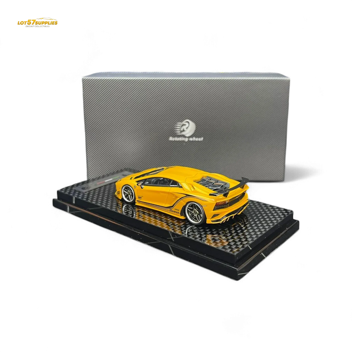 Rotating Wheel Rowen Aventador S - Pearl Yellow 1/64 - ToylandEU