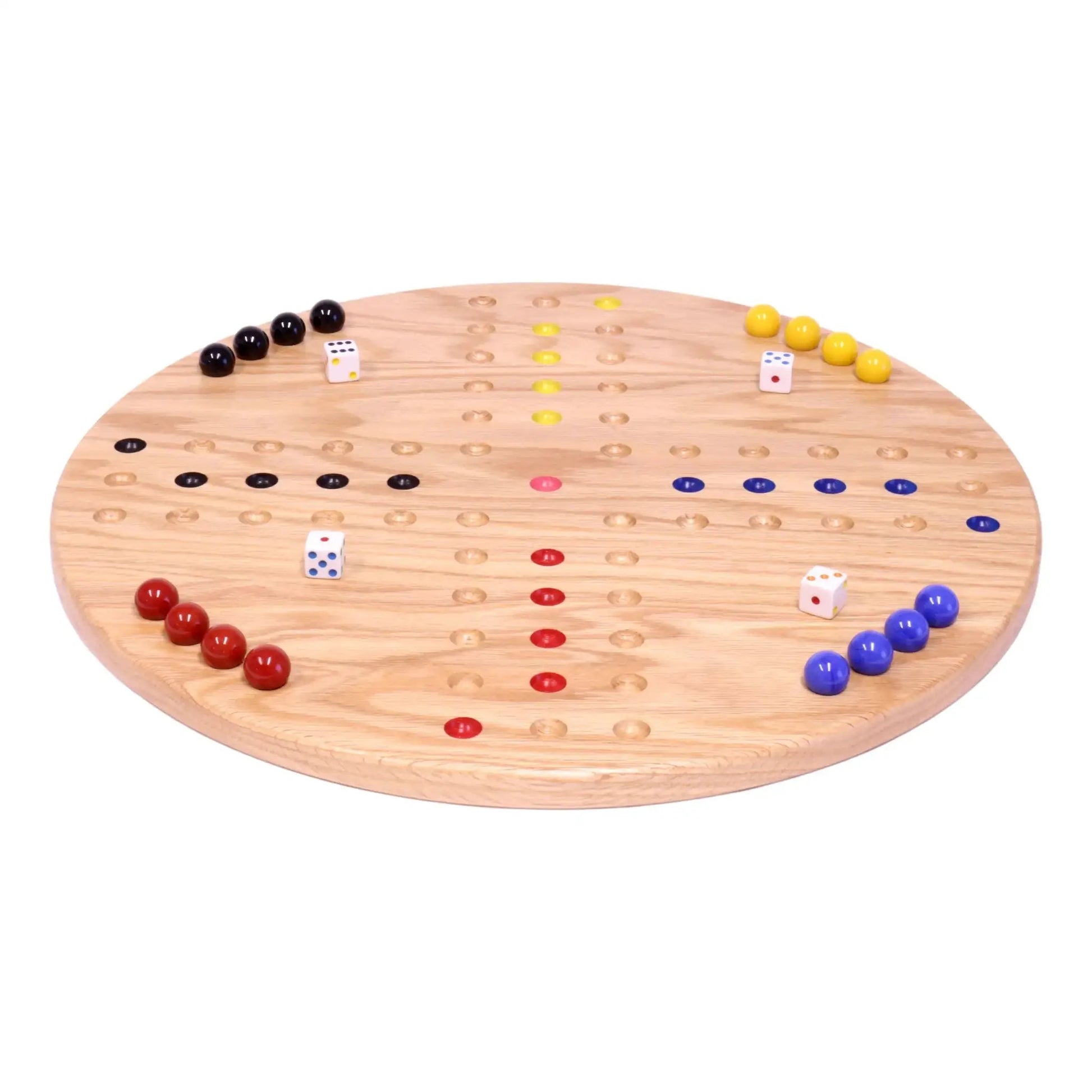 Round Aggravation Game Board Set - Solid Oak Wood - Double-Sided - ToylandEU