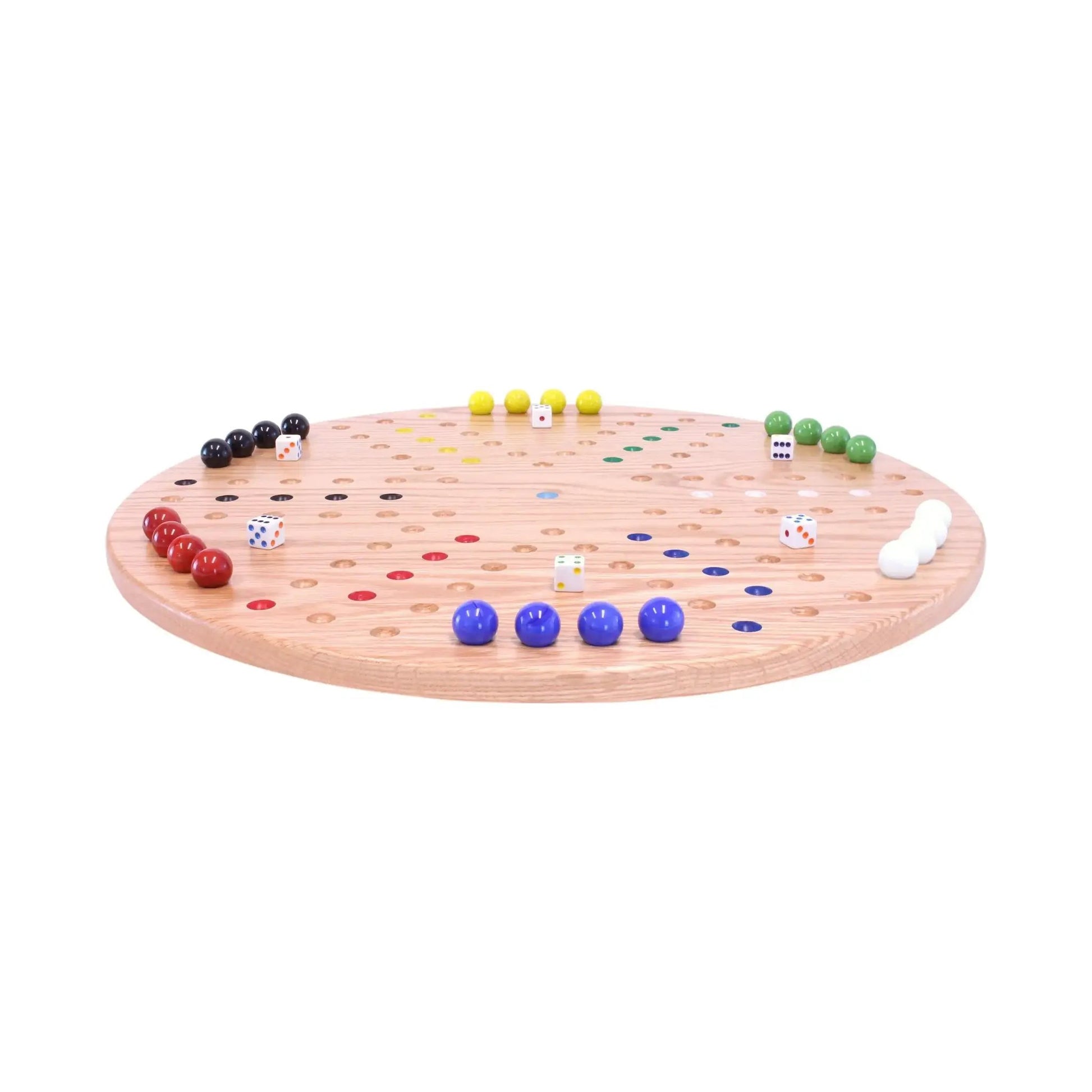 Round Aggravation Game Board Set - Solid Oak Wood - Double-Sided - ToylandEU