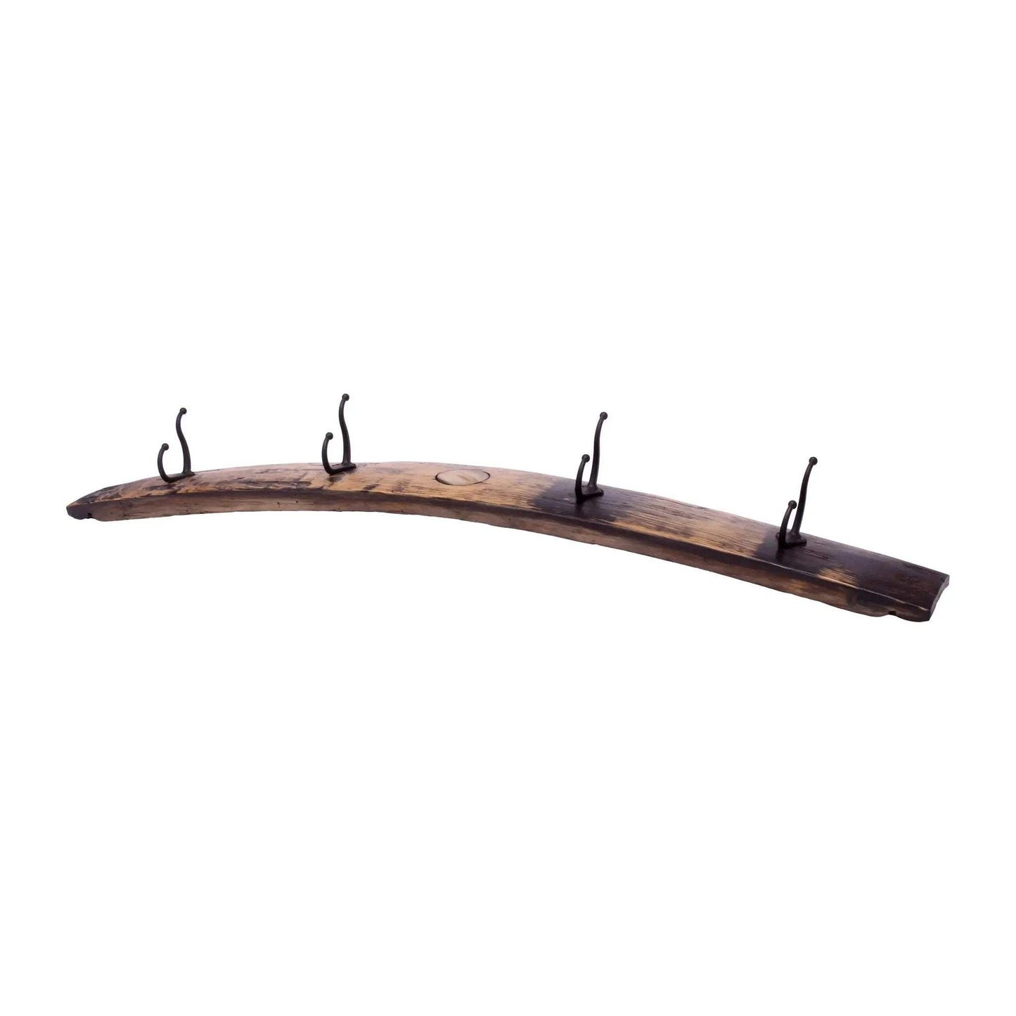 Rustic Wooden Coat Rack With 4 Metal Hooks, Made From Reclaimed Whiskey Barrel Staves - ToylandEU
