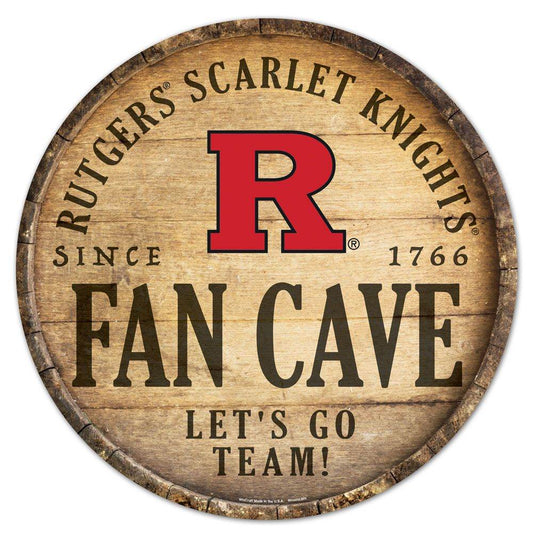 Rutgers Scarlet Knights Round Wood Sign 14 Inch Barrel Top - ToylandEU