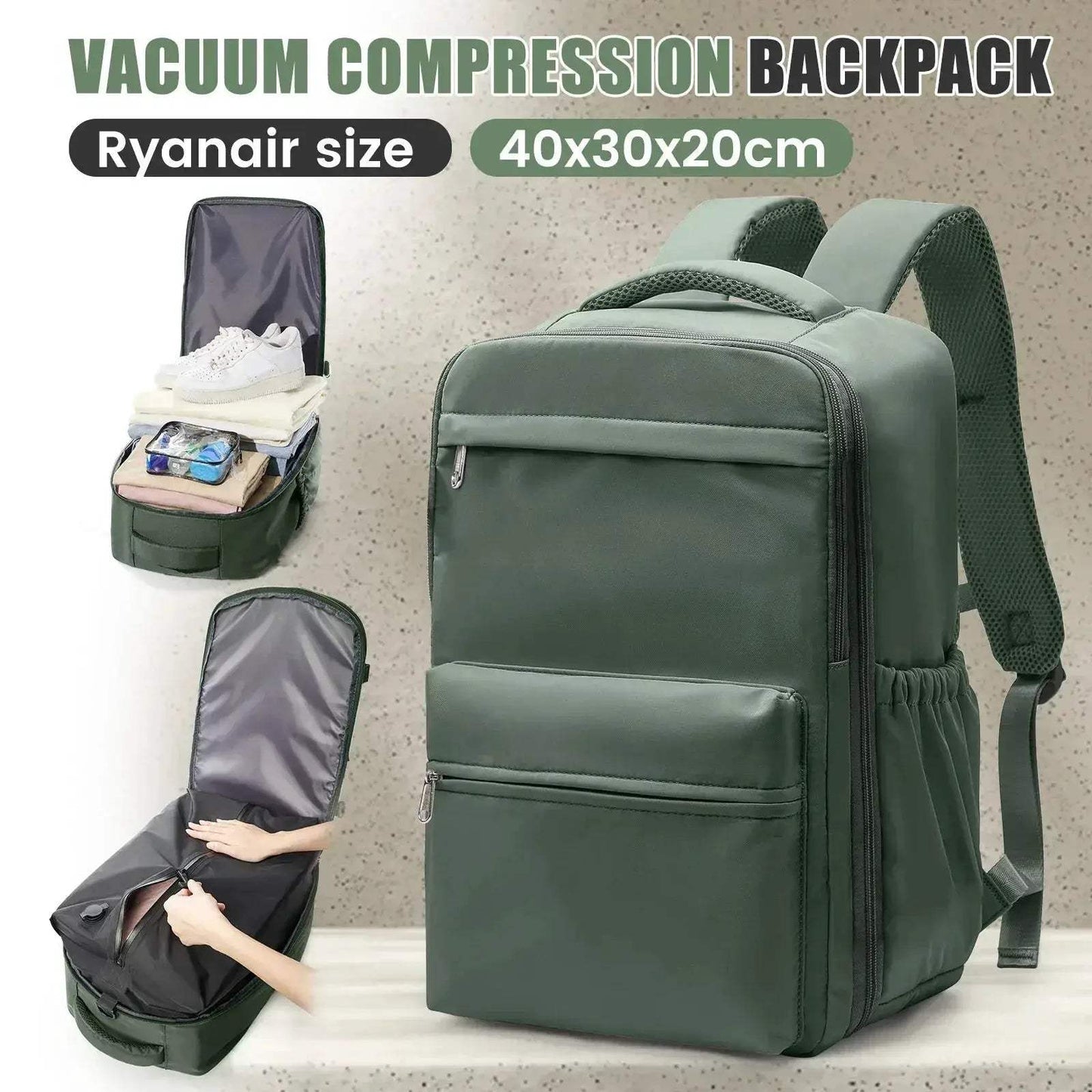 Ryanair Compatible Travel Backpack With Vacuum Compression Pump For Cabin Use - ToylandEU