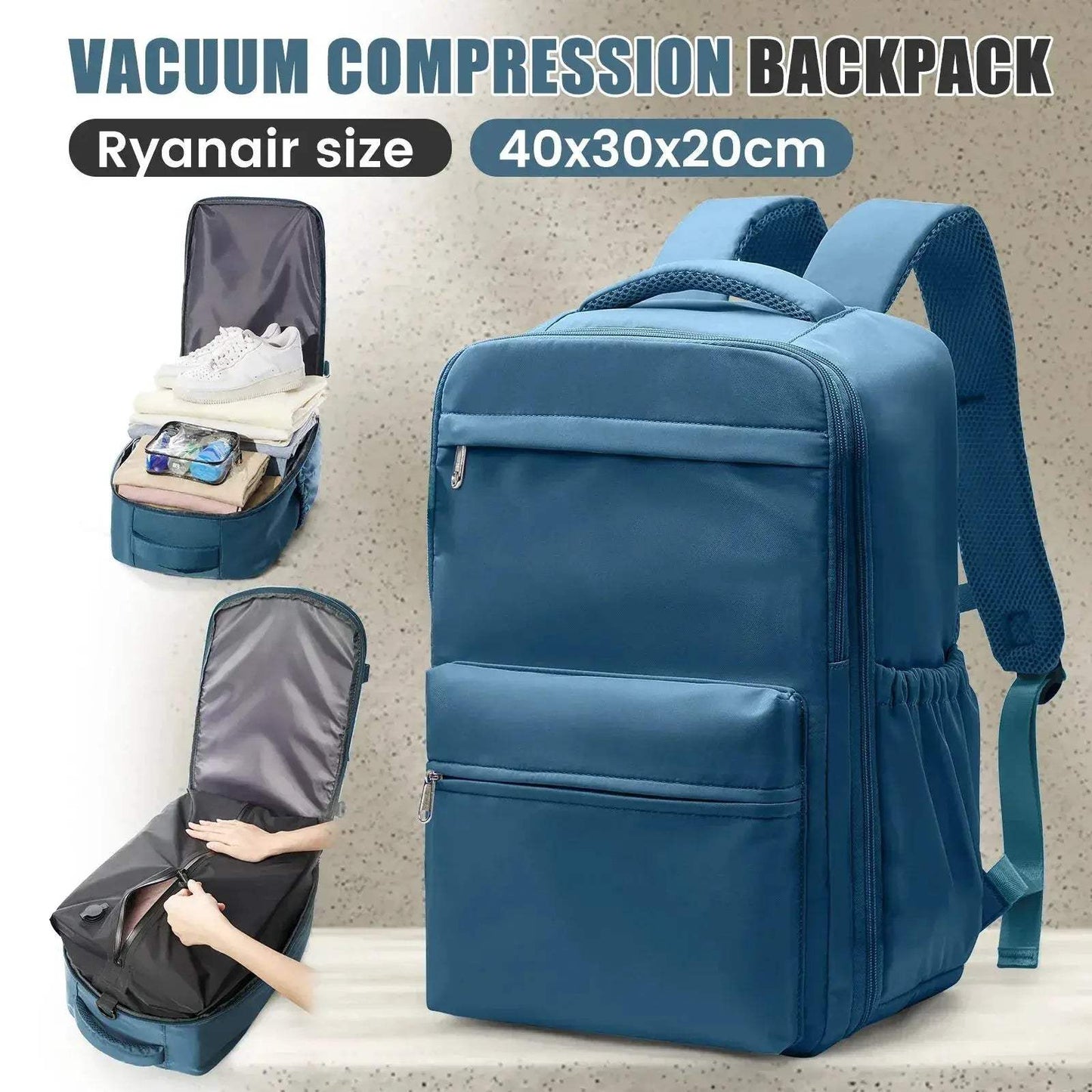 Ryanair Compatible Travel Backpack With Vacuum Compression Pump For Cabin Use - ToylandEU