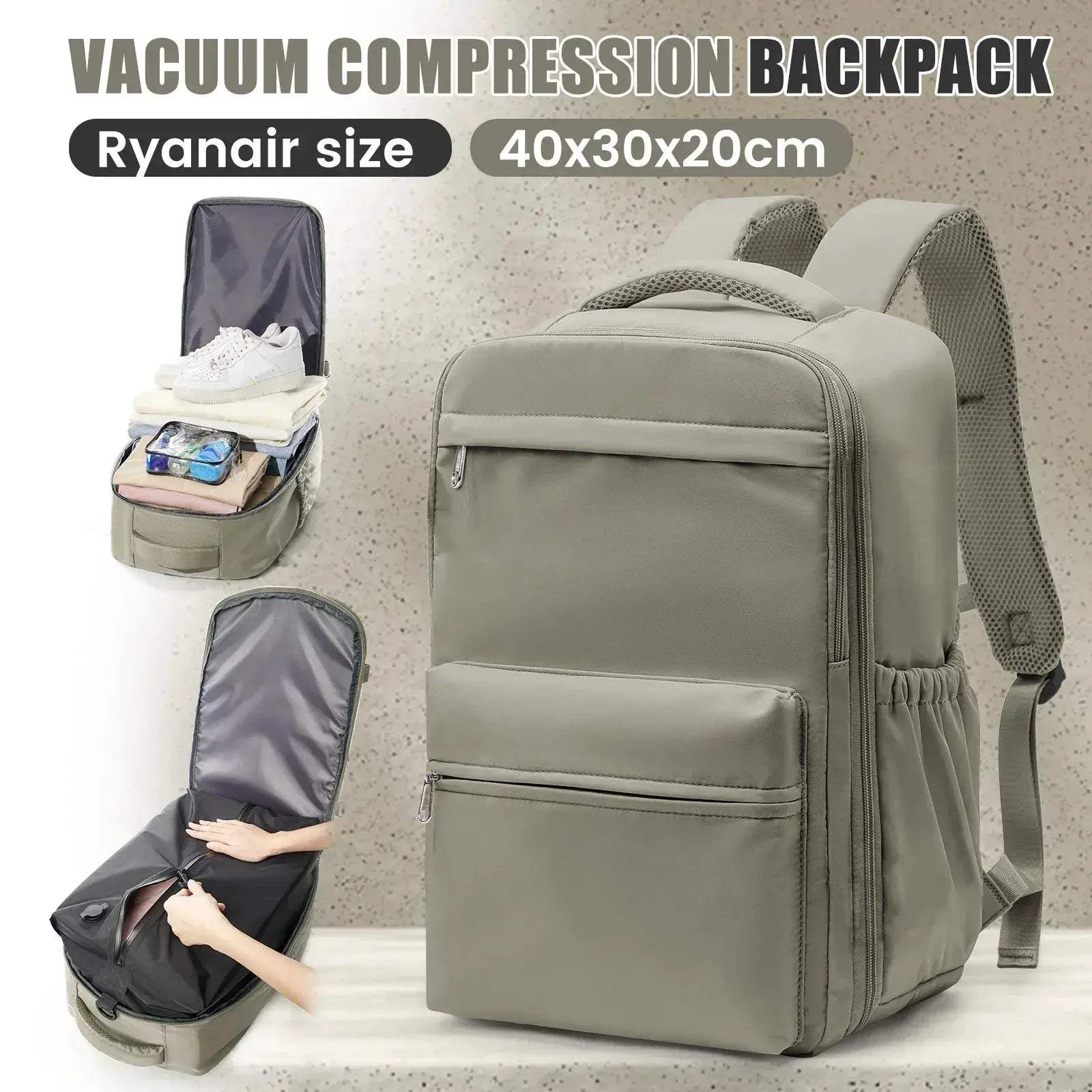 Ryanair Compatible Travel Backpack With Vacuum Compression Pump For Cabin Use - ToylandEU