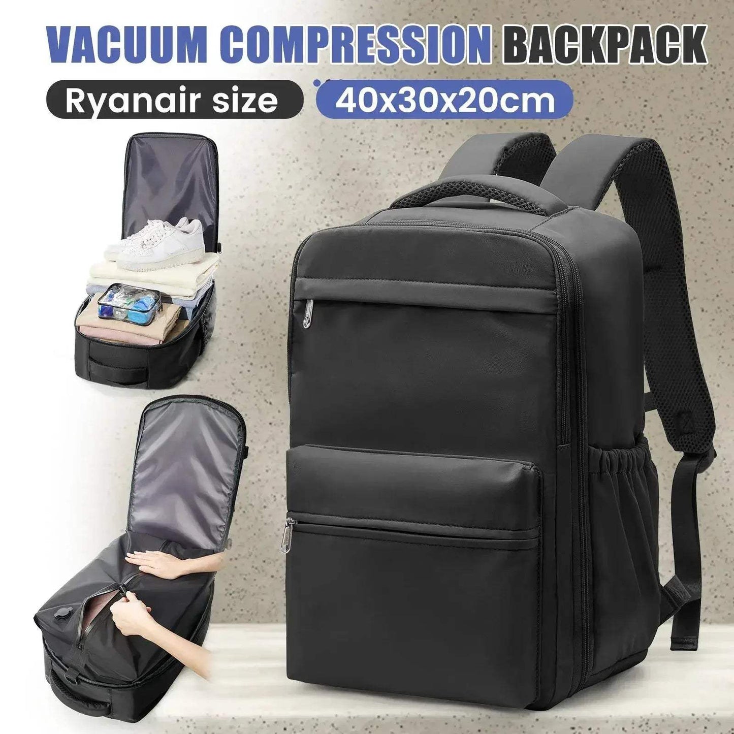 Ryanair Compatible Travel Backpack With Vacuum Compression Pump For Cabin Use - ToylandEU