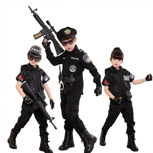 2025 Halloween Kinderen Politieagent Cosplay Kostuums Kids Kerstfeest Carnaval Politie Uniform Halloween Jongens Leger Kleding - ToylandEU