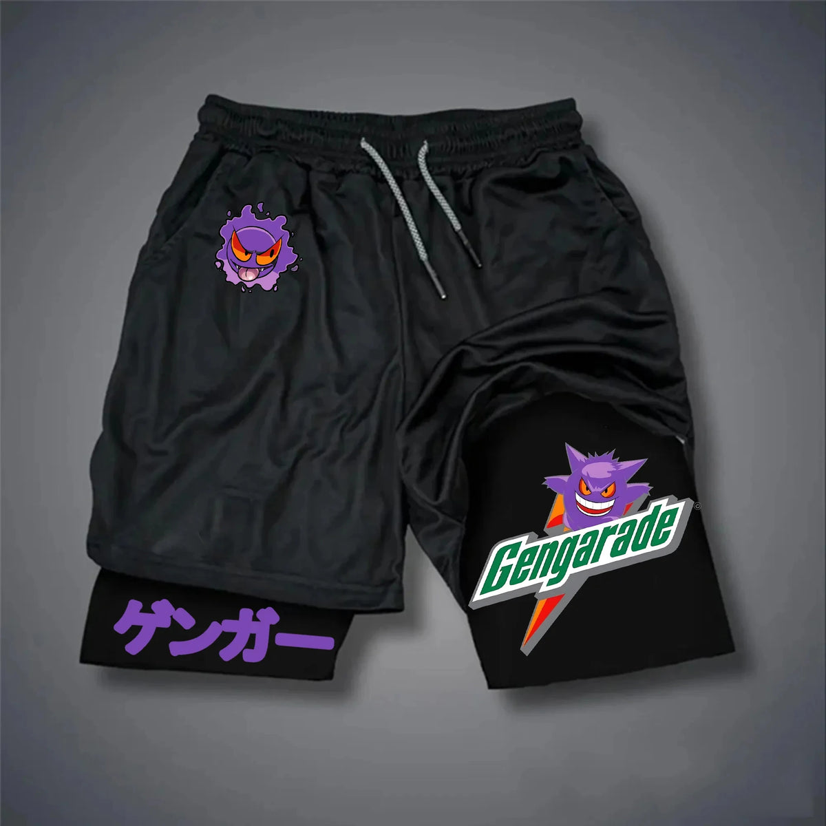 Men's Anime Shorts | Pokemon Graphic | Fake Two Piece | Gym Street