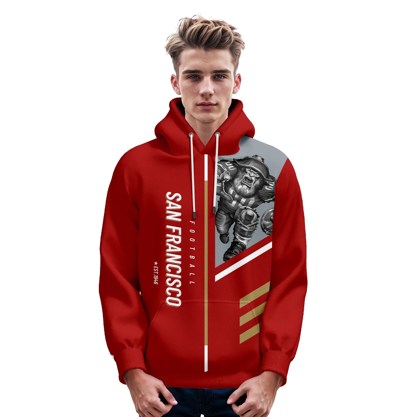 Personalized San Francisco American Football Hoodie - 3D Printed Sweatshirt for Men, Women, and Youth Fans with Custom Name and Number