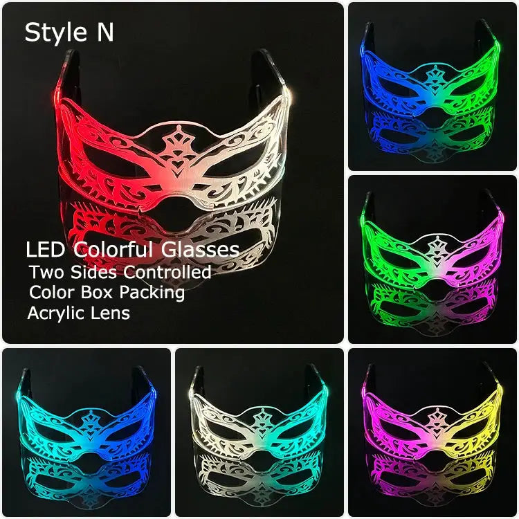 Acrylic LED Luminous Glasses Glow Party Glasses Neon Light Up Visor Eyeglasses DJ Bar Party Eyewear For Halloween Christmas - ToylandEU