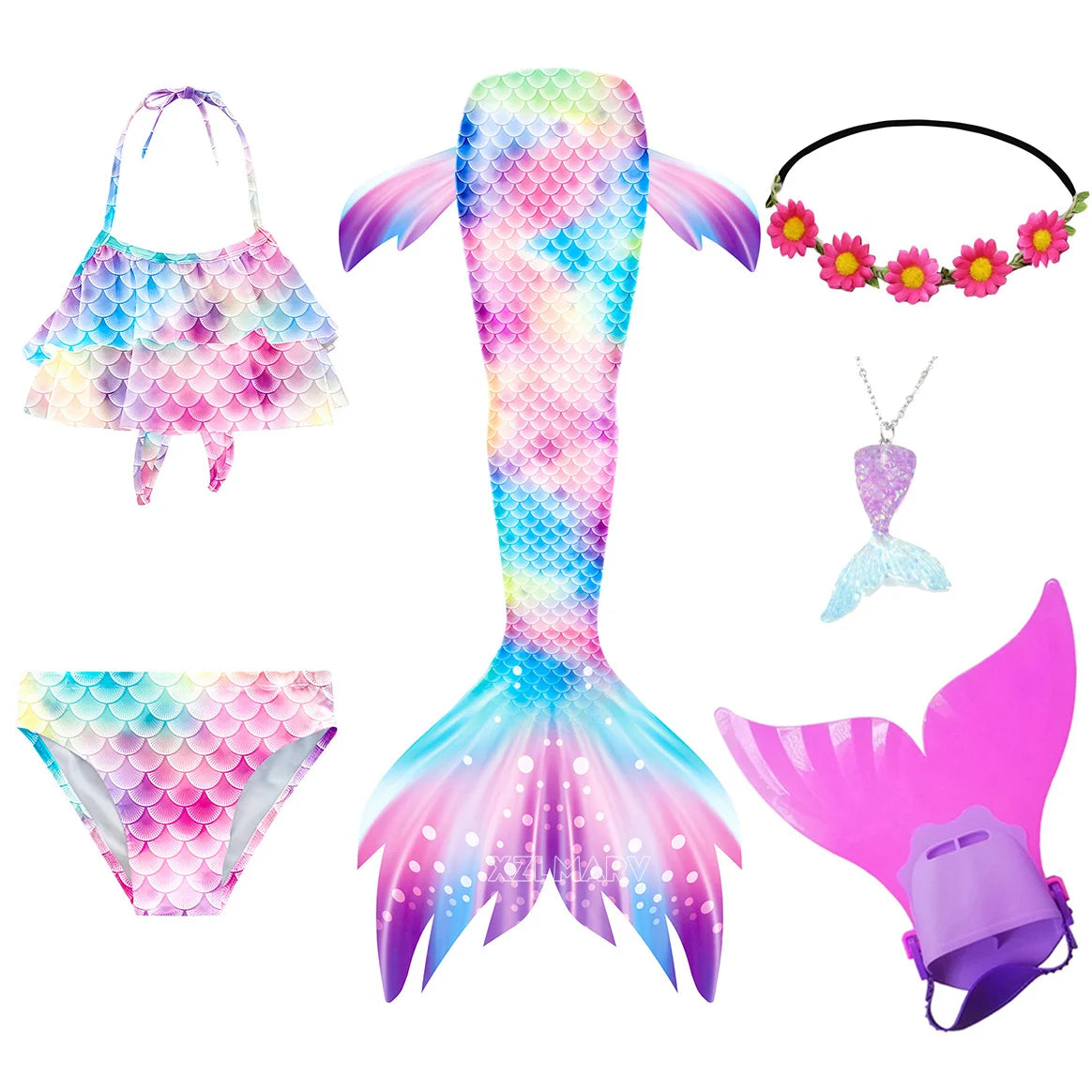 Mermaid Costume For Girls With Tail And Monofin Cosplay Ready