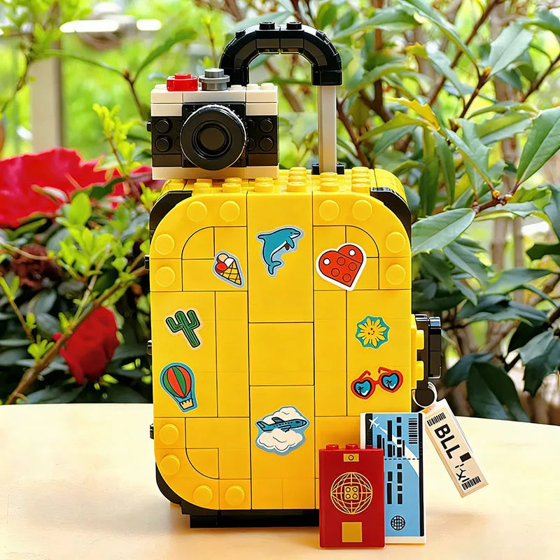 Building Blocks Set | 184 Pieces | Yellow Travel Suitcase | Lego Compatible