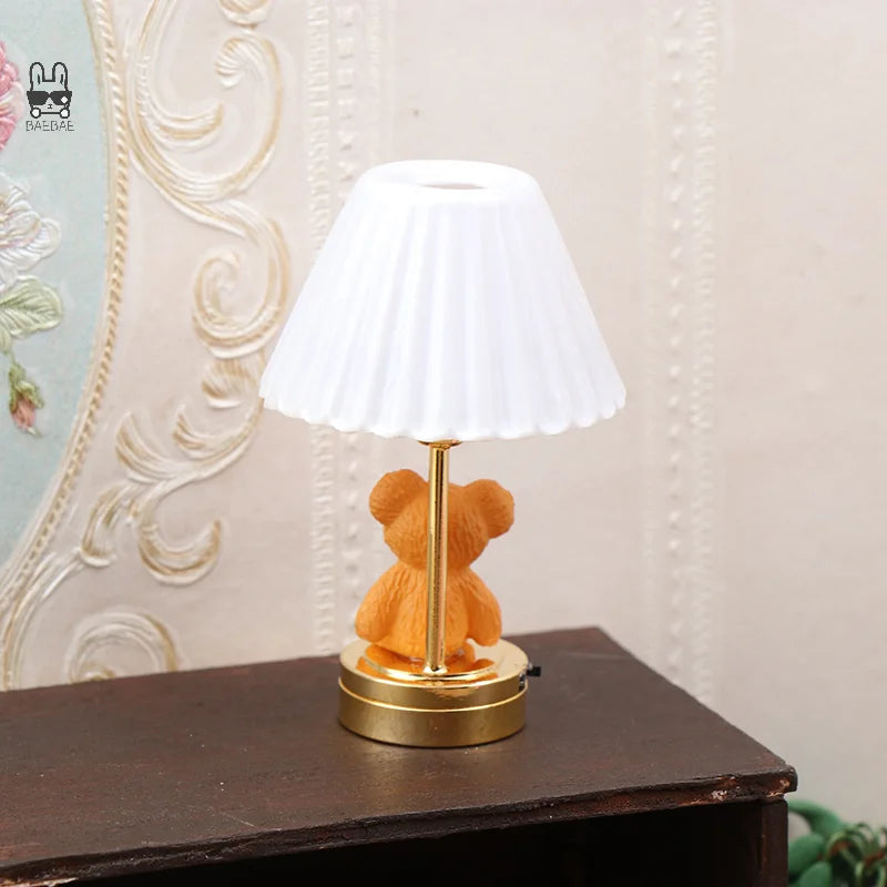 Miniature Bear Table Lamp | Led Lighting | Metal Frame | 12 Scale Collectors