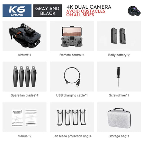 High-Performance K6 Dual Camera RC Drone with Optical Flow Technology ToylandEU.com Toyland EU