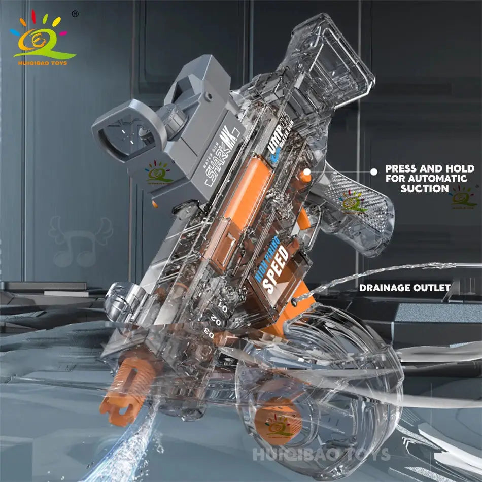 HUIQIBAO Automatic Electric UMP45 Submachine Water Gun Fights Summer Toy Water Outdoor Beach Swimming Pool Toys Adult Kids Gift - ToylandEU
