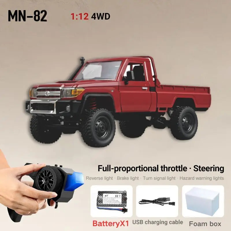 RC JJRC MN82 1:12 Scale 4x4 Remote Control Pickup Truck with LED Lights - Simulation Model for Kids & Hobbyists