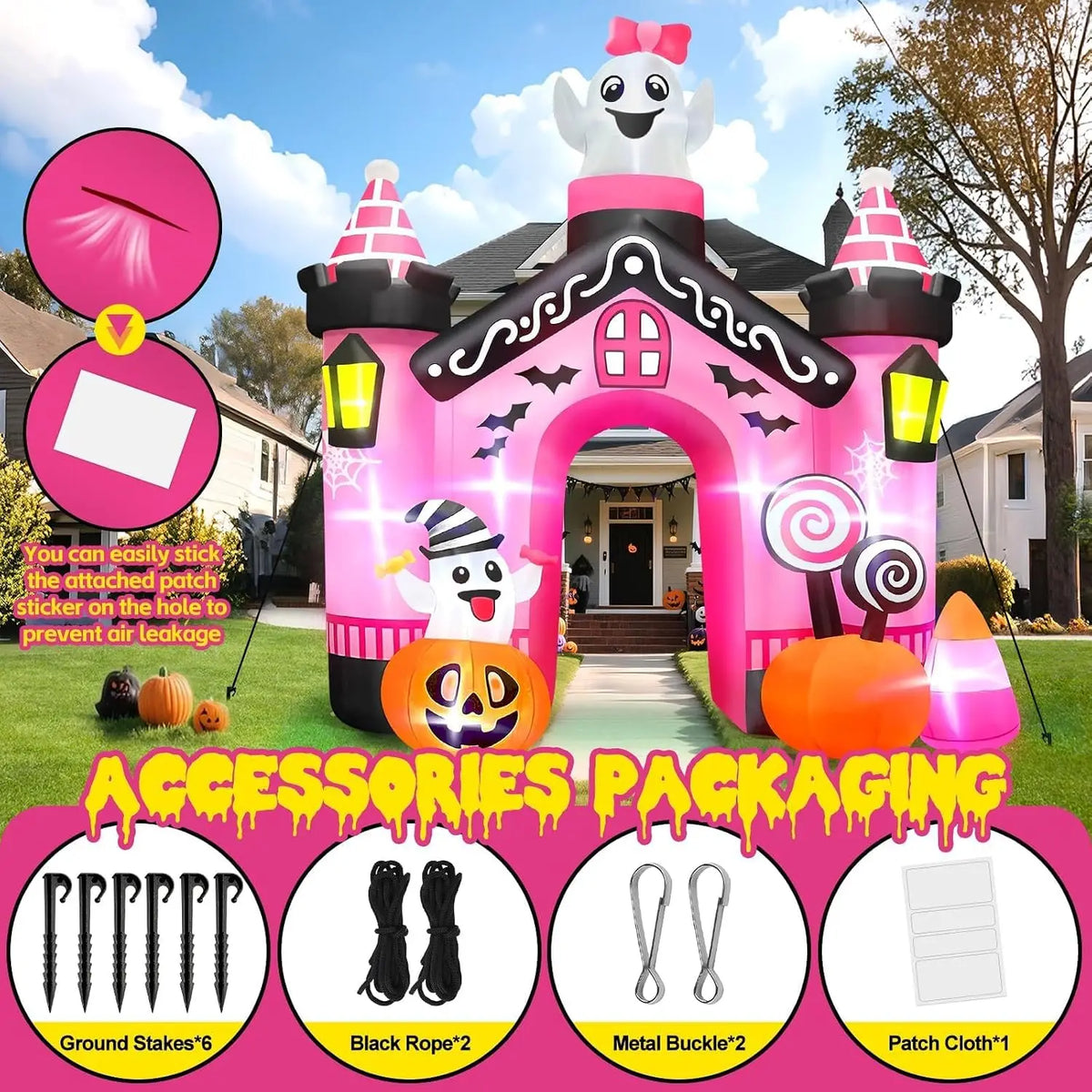 Halloween Ghost Inflatable | 11 Ft | Built In Lights | Outdoor Yard Decor