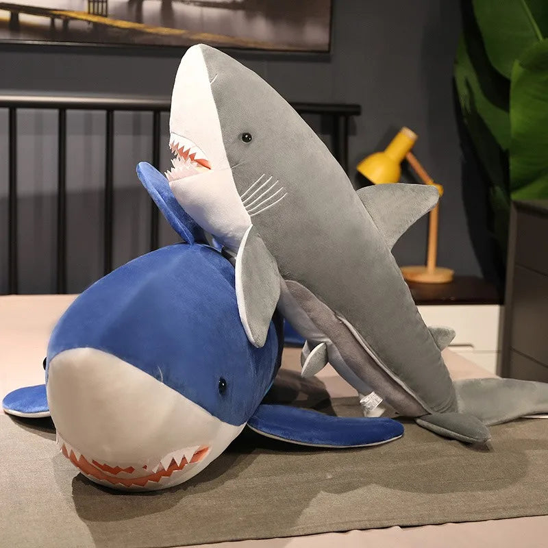 60-130cm Plush Giant Shark Toy Sea Fish Doll Animals Long Sleeping