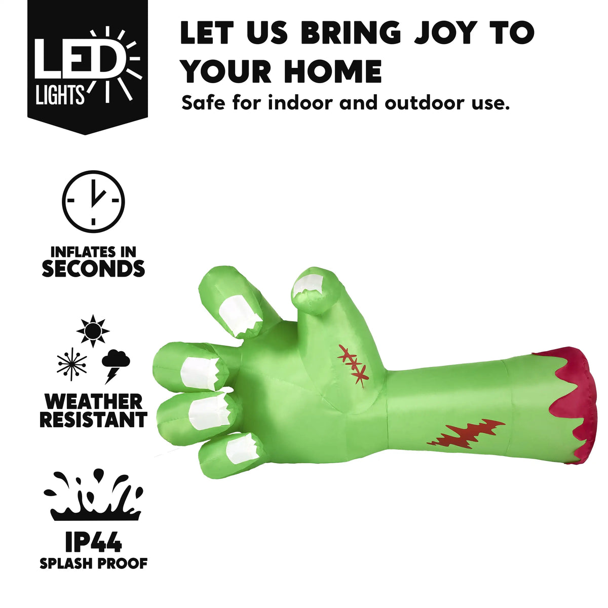 Giant Zombie Arm Inflatable | 9 Ft Long | Led Illuminated | Outdoor Yard