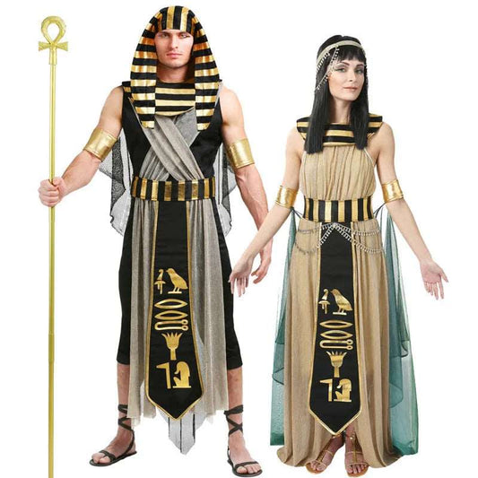 Ancient Egyptian Pharaoh and Cleopatra Couples Costume for Halloween and Cosplay Parties