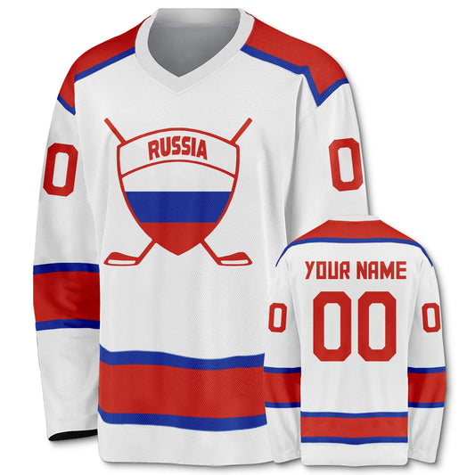 Personalized Russia Ice Hockey Jersey - Custom Name & Number 3D Printed Uniform for Men, Women, Youth & Kids