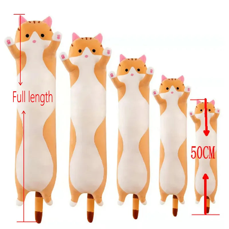 10 Styles 50-150cm Long Cat Plush Toys Stuffed Soft Pause Office Nap