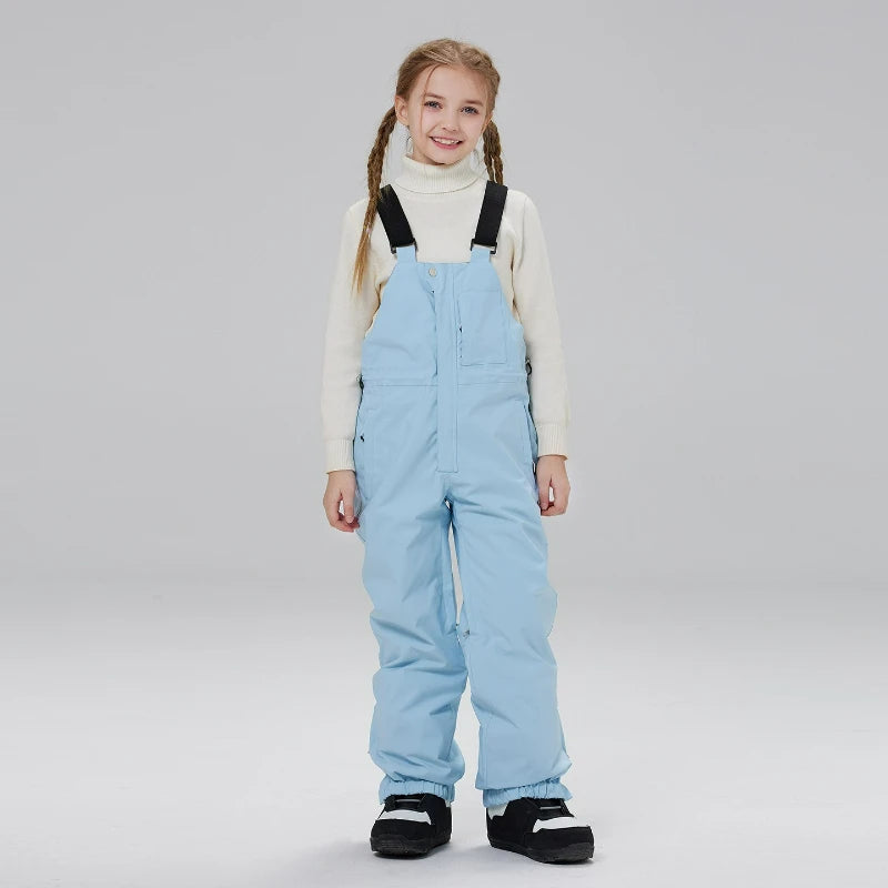 Kids Ski Bib Pants | Waterproof Windproof | Thickened Warm Lining | Youth