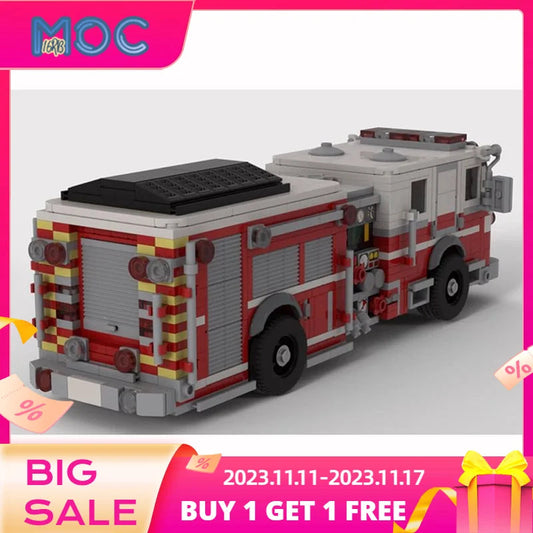 American Pumper Fire Truck Model DIY Building Blocks Kit with Car Model - ToylandEU