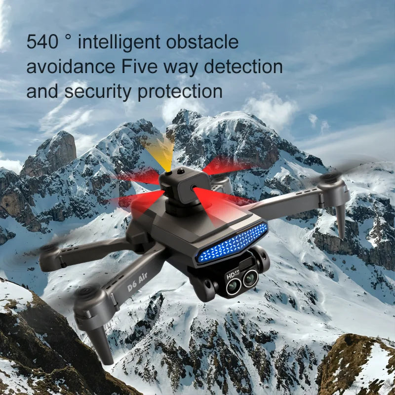 Beginner-Friendly D6 Foldable Drone with 480P Camera & Obstacle Avoidance