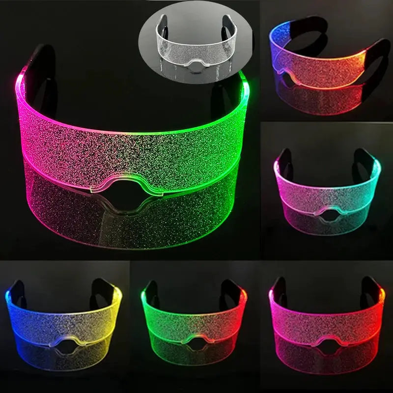 Cool Cyberpunk Visor Glasses LED light up Glasses Luminous futuristic glasses Rave Outfit for Festival Season Party props - ToylandEU