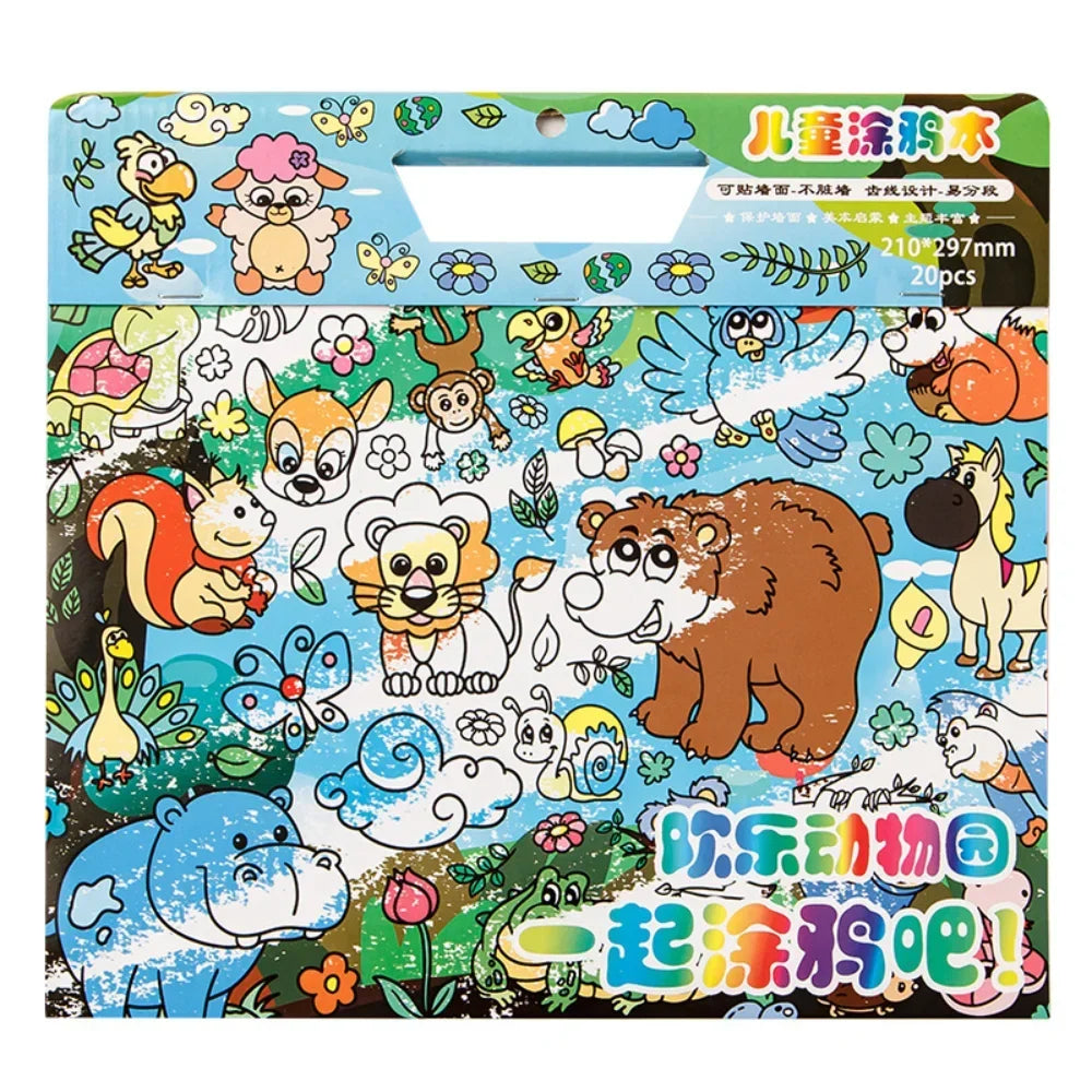 Children's Color Filling Drawing Book with Sticky Craft Coloring - ToylandEU