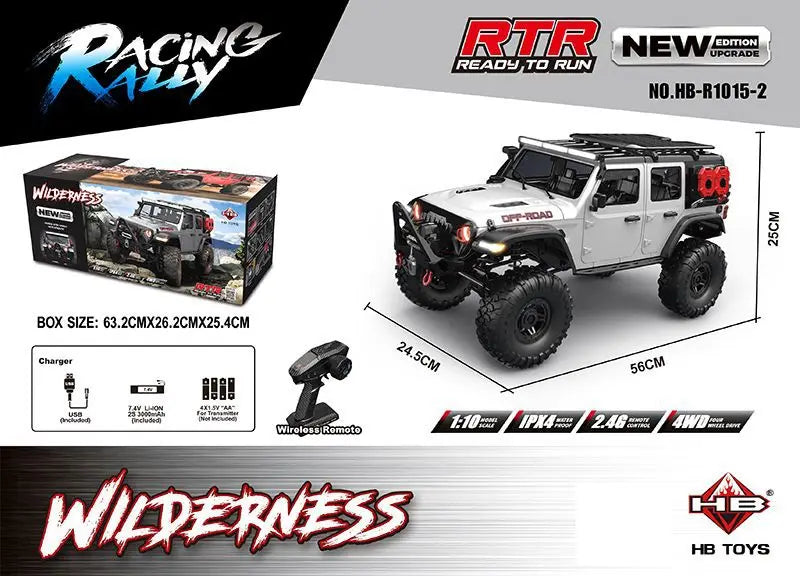 RC 1/10 Scale Remote Control Off-Road Rock Crawler Truck - 4WD RTR Climbing Vehicle with LED Lights and Lithium Battery