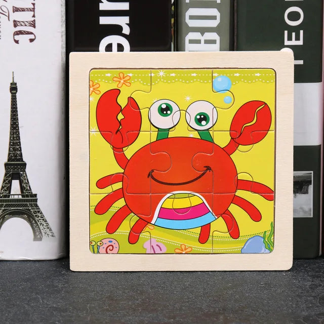 Wooden Jigsaw Puzzle | 11x11 cm | 3D Puzzle | Animal Cartoon Theme