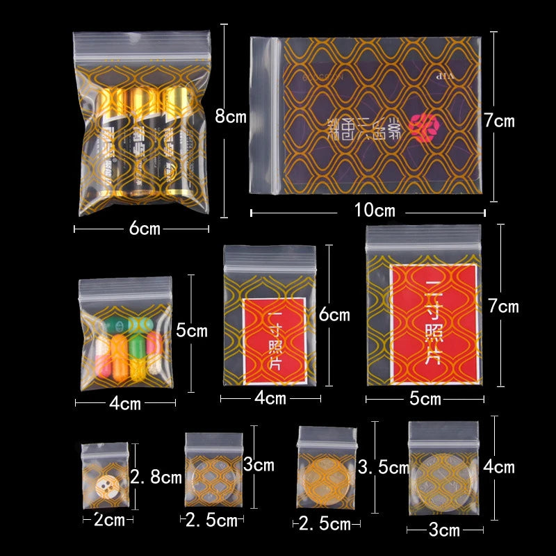 Zipper Bags | Plastic | Transparent | Cartoon Mini 100pcs