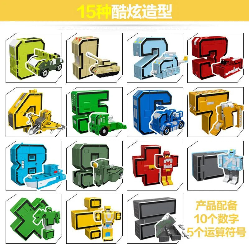 With Box Assemble Number Robots Transformation Blocks Action Figure