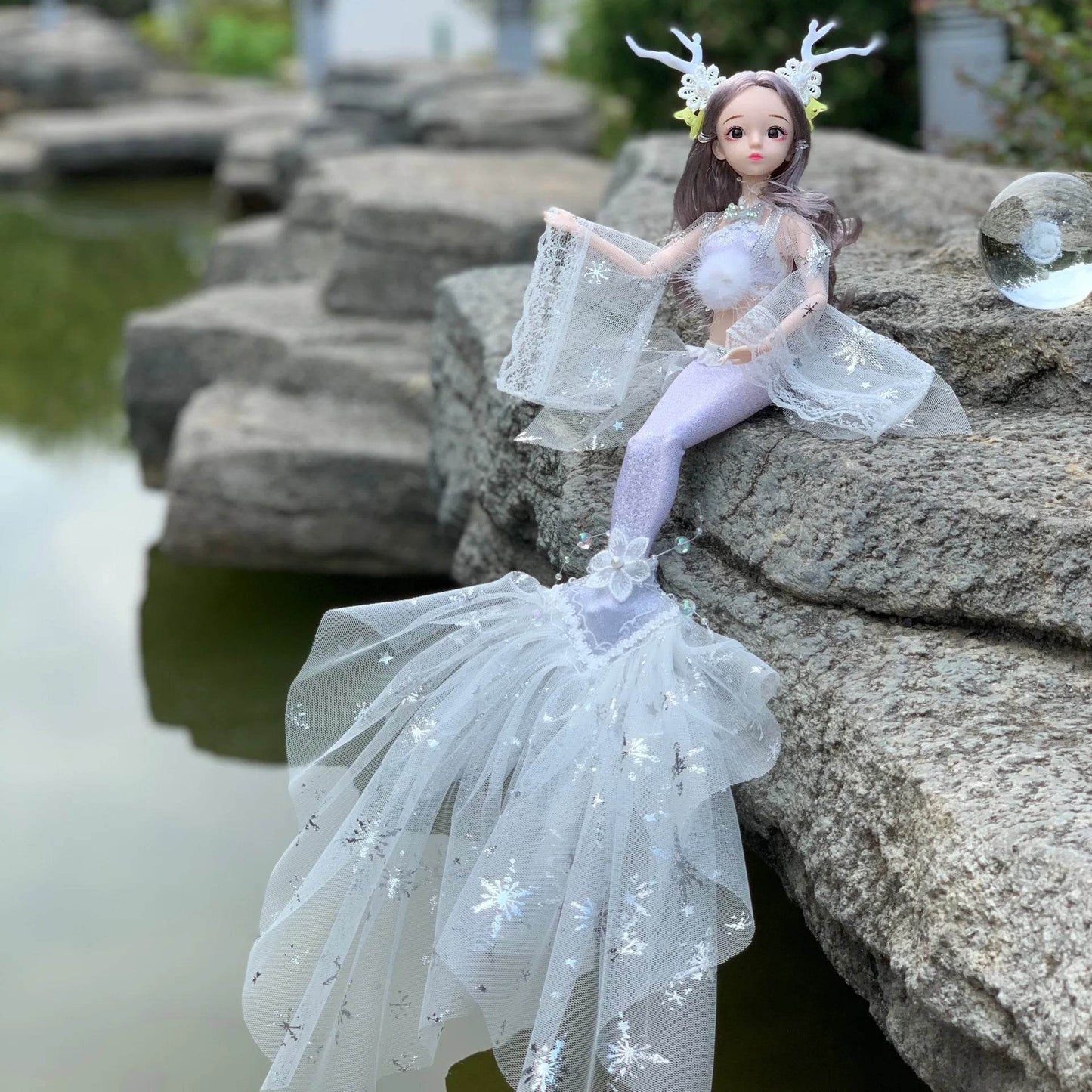 45cm Mermaid Doll Girl Toy Blue Eyes Princess Wedding Dress - ToylandEU