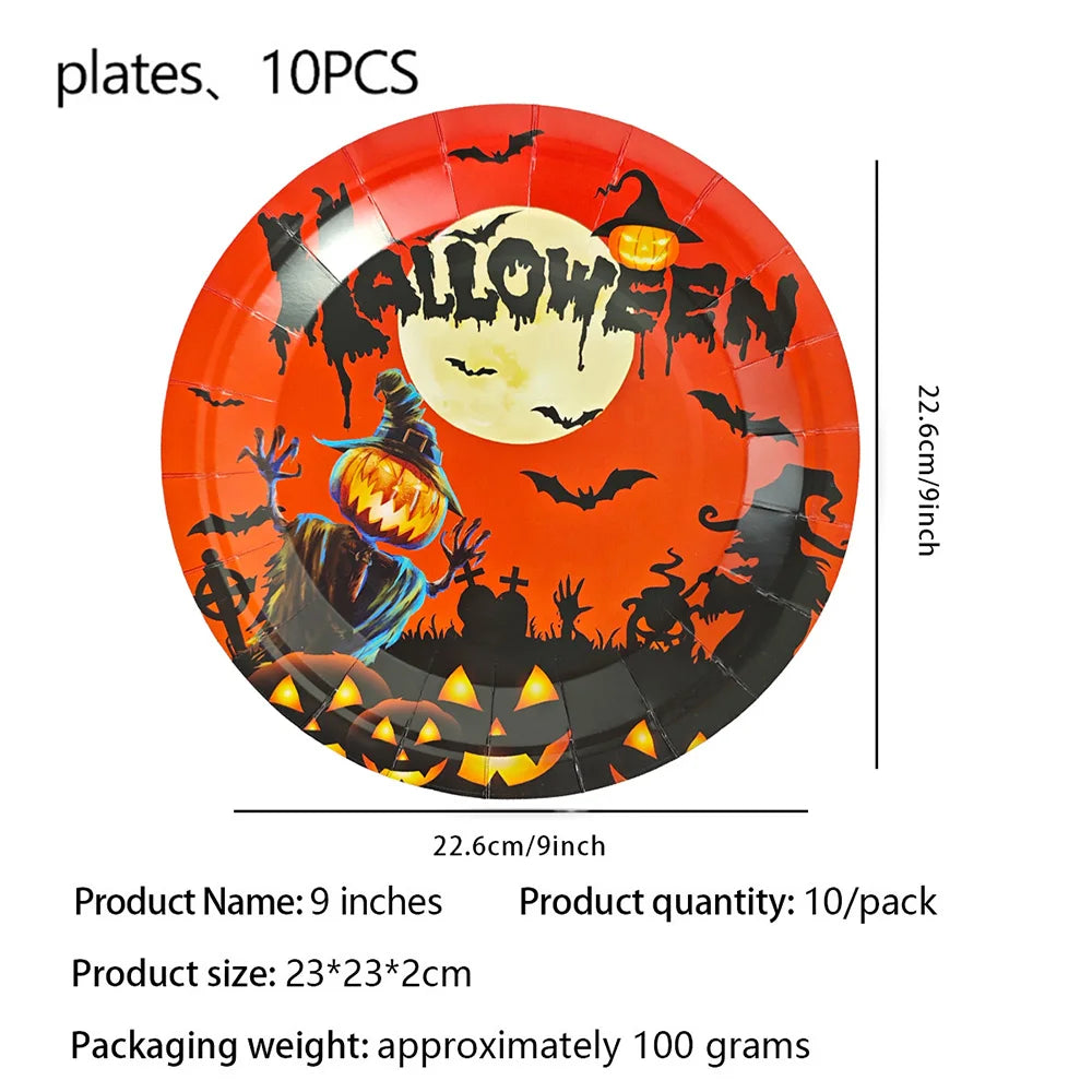 Halloween Party Tableware | Paper Disposable | Plates Cups | Birthday Decor