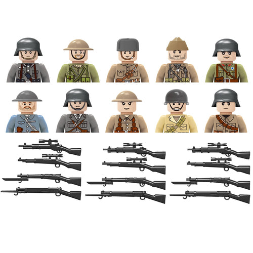 Military Army and Police Building Blocks Figures Set, including WW2 Soldier and SWAT Officer Toys ToylandEU.com Toyland EU