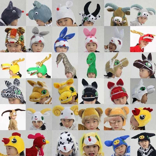 Farm Animal Costume Party Headbands for Kids - Rooster, Horse, Sheep, Dragon, Cow, Rabbit Cosplay Hats for Halloween