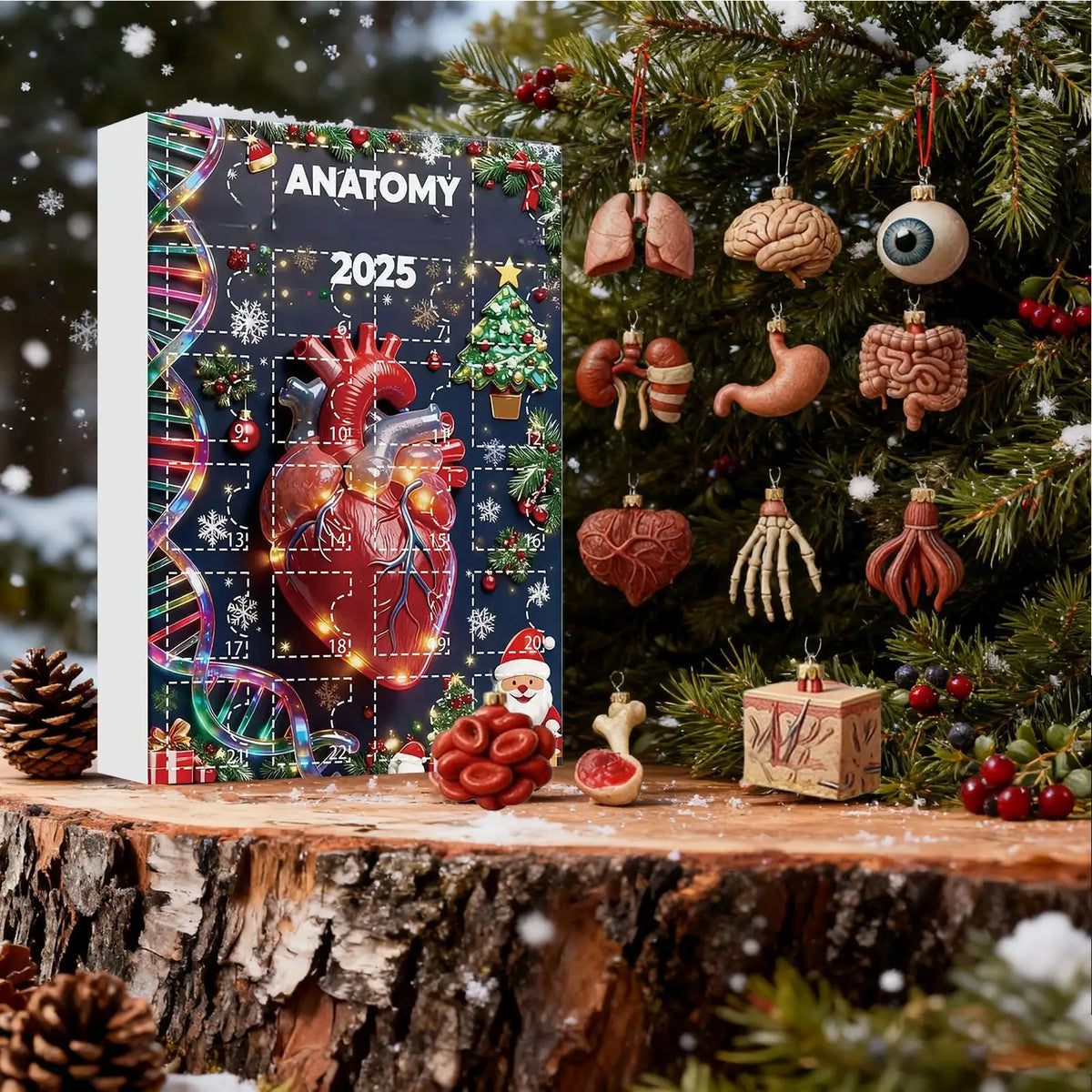 Advent Calendar | 24 Day Human Organ Figurines | 2D Anatomy Countdown | Gift For Medical Students