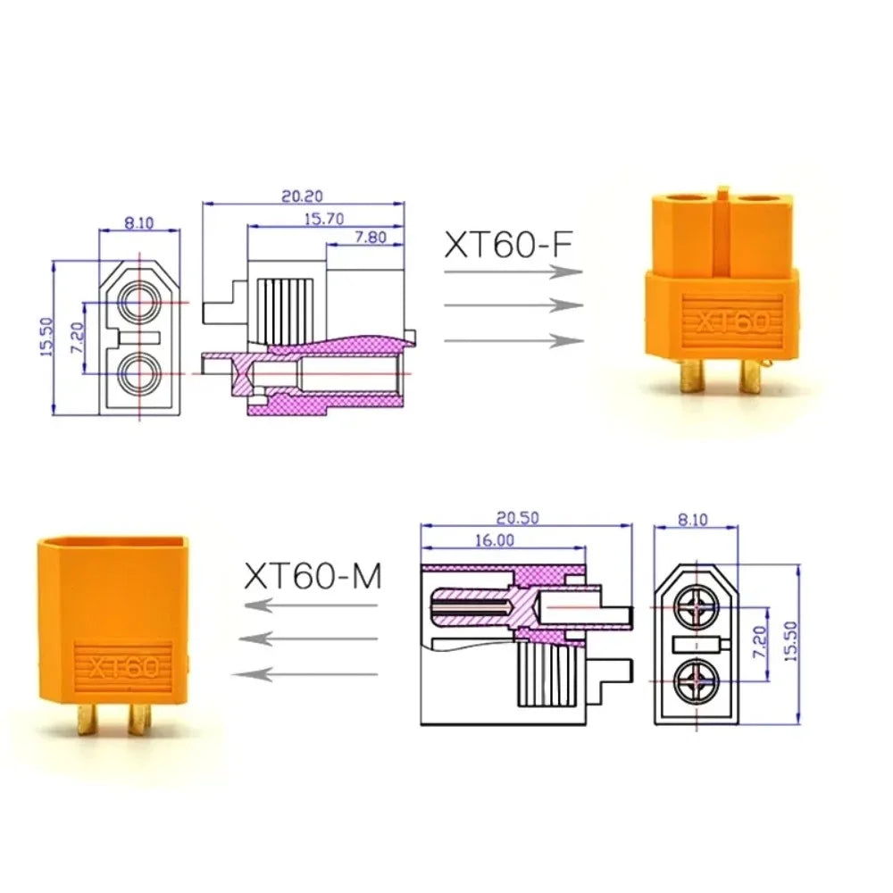 High-Quality XT60 Connectors for RC Quadcopter's Male and Female Accessories - ToylandEU