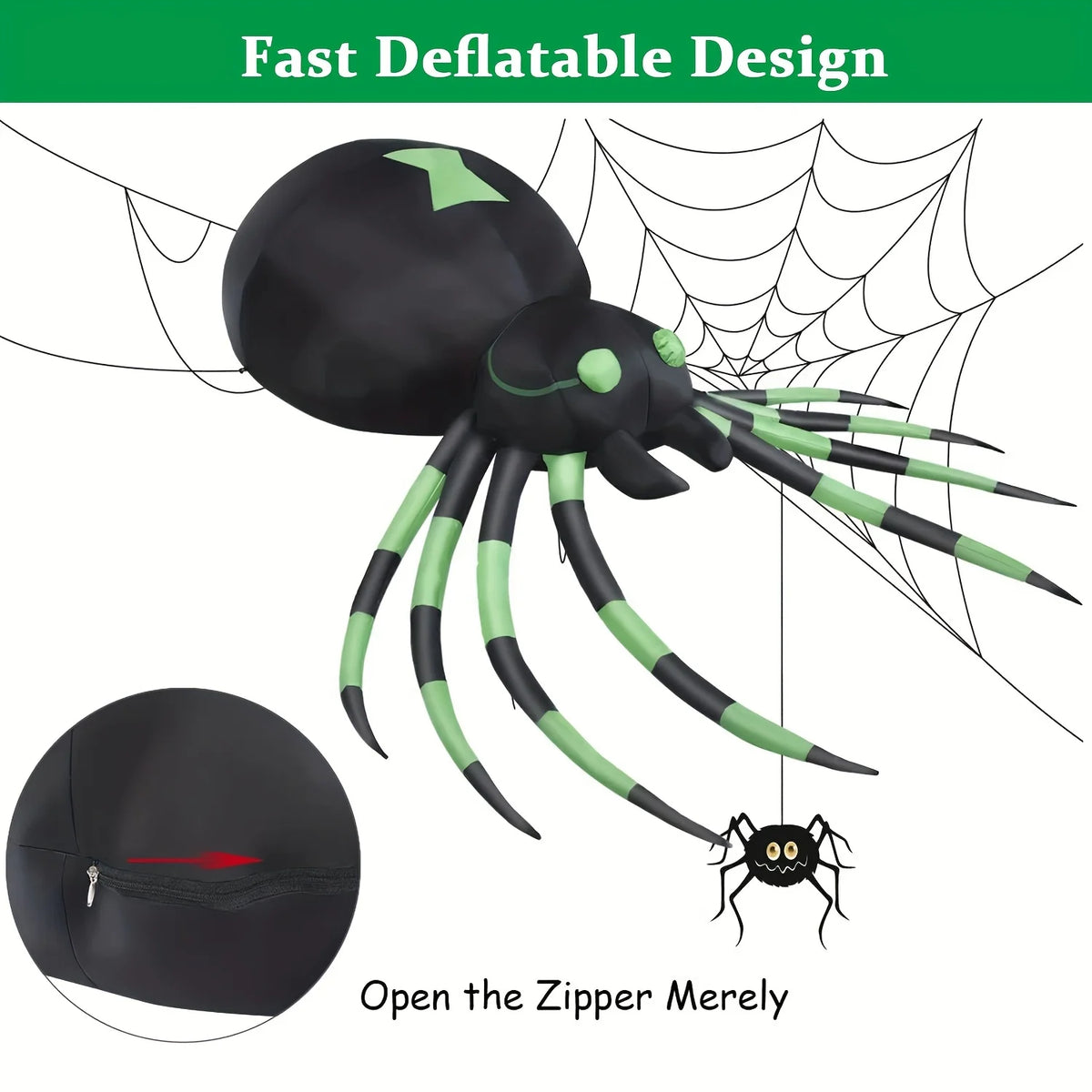 Inflatable Spider Decor | 7.2 Ft LED Glow | Includes Blower | Outdoor Yard Display